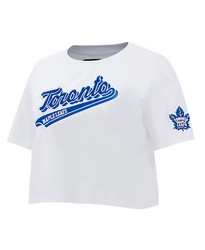 Shop Pro Standard Women's  White Toronto Maple Leafs Boxy Script Tail Cropped T-shirt
