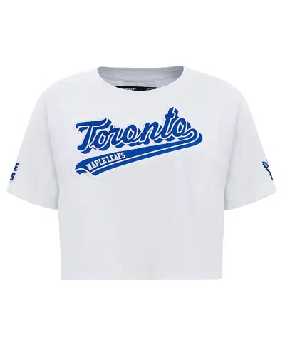 Shop Pro Standard Women's  White Toronto Maple Leafs Boxy Script Tail Cropped T-shirt