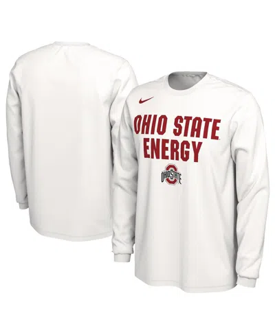 Shop Nike Men's And Women's  White Ohio State Buckeyes 2024 On-court Bench Energy Long Sleeve T-shirt