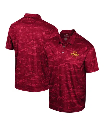 Shop Colosseum Men's  Cardinal Iowa State Cyclones Daly Print Polo Shirt
