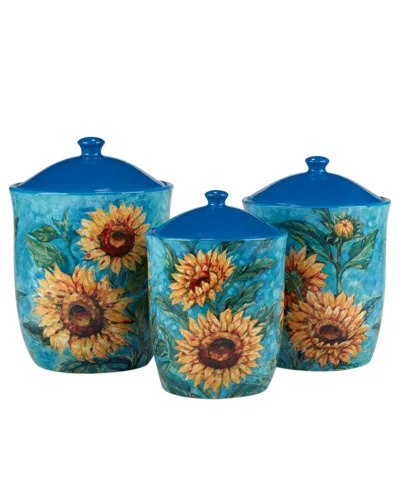 Shop Certified International Golden Sunflowers Set Of 3 Canisters In Miscellaneous
