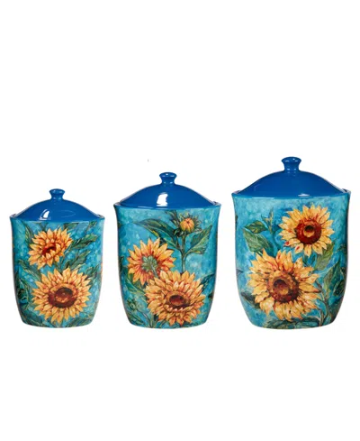 Shop Certified International Golden Sunflowers Set Of 3 Canisters In Miscellaneous