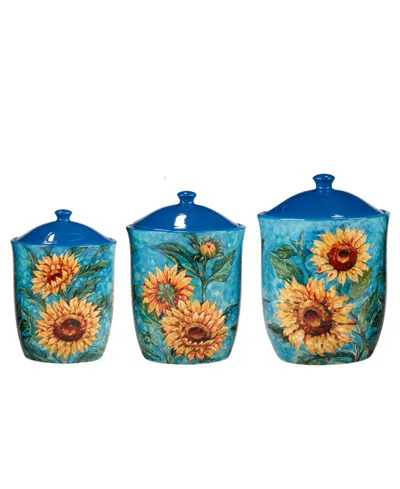 Certified International Golden Sunflowers Set Of 3 Canisters In Miscellaneous