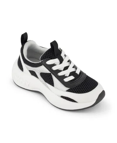 Shop Dkny Little Girls Taylor Teresa Slip On Sneakers In Black,white