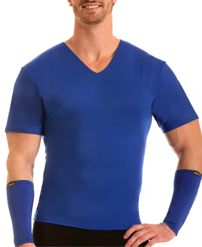 Shop Instaslim Men's Big & Tall Compression Activewear Short Sleeve V-neck T-shirt In Blue