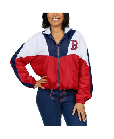 Shop Wear By Erin Andrews Women's  White, Red Boston Red Sox Color Block Full-zip Windbreaker Jacket In White,red
