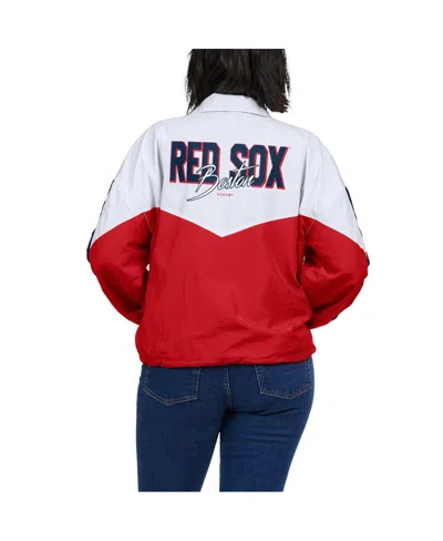 Shop Wear By Erin Andrews Women's  White, Red Boston Red Sox Color Block Full-zip Windbreaker Jacket In White,red