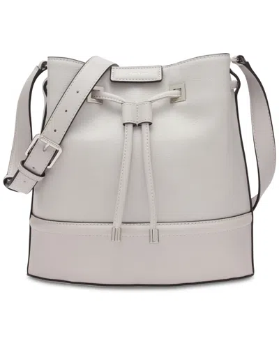 Shop Calvin Klein Ash Drawstring Adjustable Bucket Bag In Dove