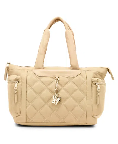 Shop Steve Madden Londyn Nylon Quilted Tote In Nude