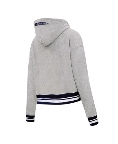 Pro Standard Heather Gray Michigan Wolverines Script Tail Fleece Cropped Pullover Hoodie In Heather Gray