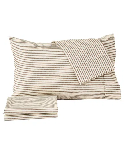 Shop Premium Comforts Striped Microfiber Crease Resistant 4 Piece Sheet Set, Full In Stripe - Taupe