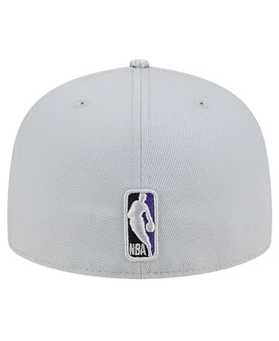 New Era Gray Los Angeles Lakers Active Color Camo Visor 59fifty Fitted Hat In Gray