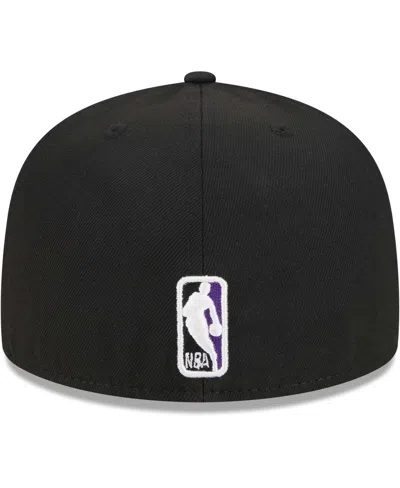 Shop New Era Men's  Black Los Angeles Lakers Checkerboard Uv 59fifty Fitted Hat
