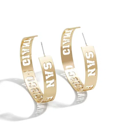 Wear By Erin Andrews X Baublebar Gold Chicago Bears Large Cutout Hoop Earrings In Gold-tone