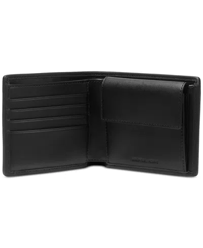 Shop Michael Kors Men's Coin-pocket Billfold Logo Wallet In Black