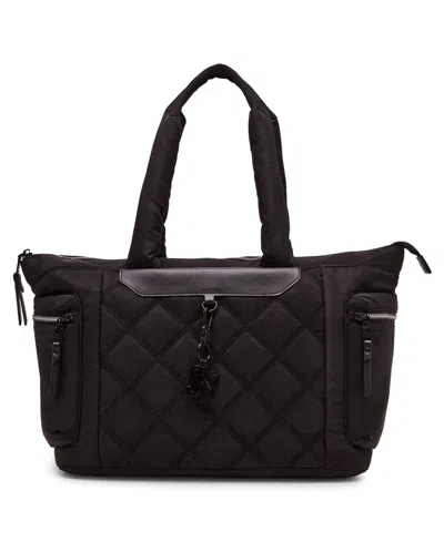 Shop Steve Madden Londyn Nylon Quilted Tote In Black