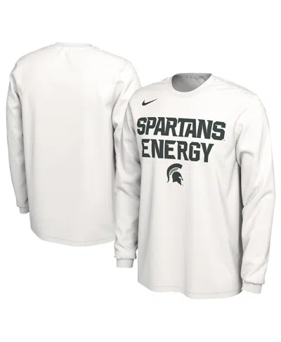 Shop Nike Men's And Women's  White Michigan State Spartans 2024 On-court Bench Energy Long Sleeve T-shirt