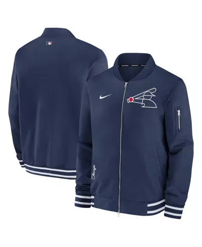 Shop Nike Men's  Navy Chicago White Sox Authentic Collection Full-zip Bomber Jacket