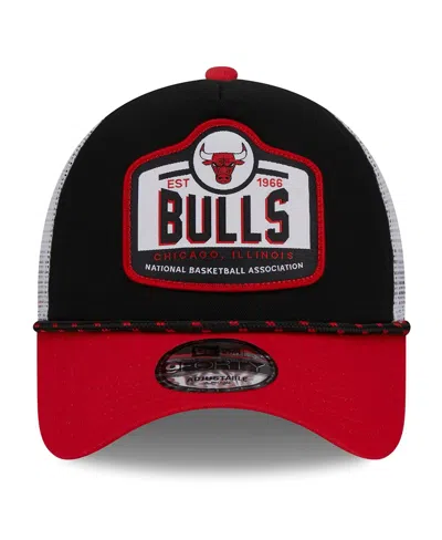 New Era Men's  Black, Red Chicago Bulls A-frame 9forty Trucker Hat In Black,red