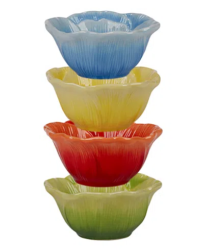 Certified International Blossom Set Of Four 3d Floral Ice Cream Bowls In Miscellaneous