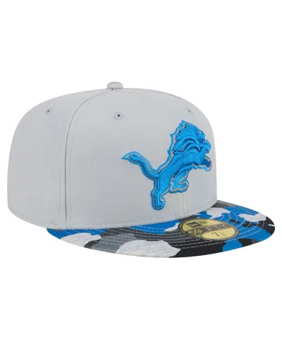 Shop New Era Men's  Gray Detroit Lions Active Camo 59fifty Fitted Hat