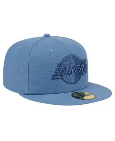 Shop New Era Men's  Blue Distressed Los Angeles Lakers Color Pack Faded Tonal 59fifty Fitted Hat