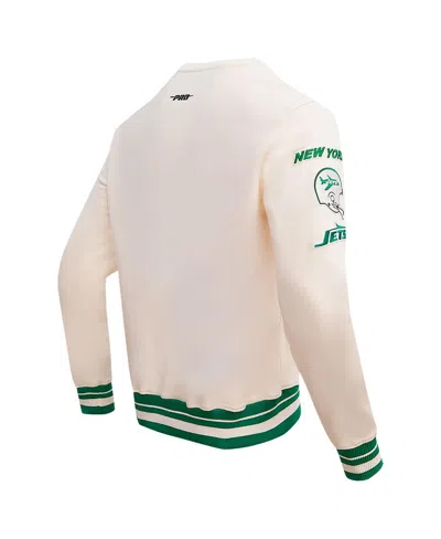 Shop Pro Standard Men's  Cream New York Jets Retro Classics Fleece Pullover Sweatshirt
