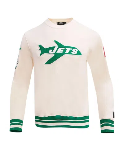 Shop Pro Standard Men's  Cream New York Jets Retro Classics Fleece Pullover Sweatshirt