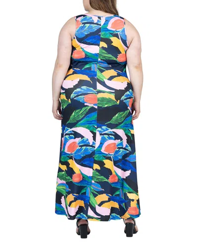 Shop 24seven Comfort Apparel Plus Size Sleeveless Maxi Dress With Pockets In Black Multi