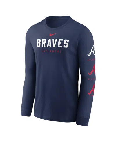 Shop Nike Men's  Navy Atlanta Braves Repeater Long Sleeve T-shirt