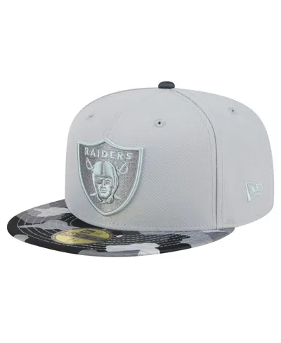 Shop New Era Men's  Gray Las Vegas Raiders Active Camo 59fifty Fitted Hat