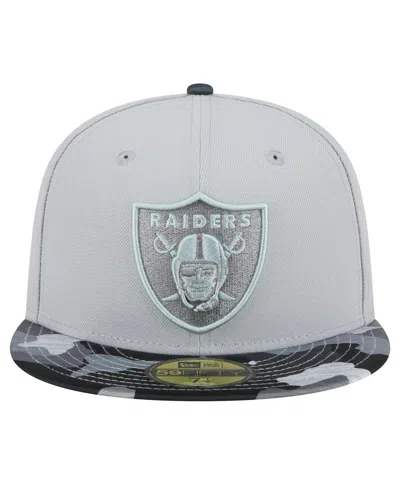 Shop New Era Men's  Gray Las Vegas Raiders Active Camo 59fifty Fitted Hat