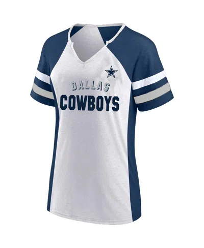 Shop Fanatics Women's  Midnight White, Navy Dallas Cowboys Plus Size Color Block T-shirt In White,navy