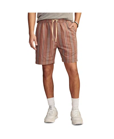 Shop Lucky Brand Men's 7" Striped Linen Pull-on Shorts In Red Stripe