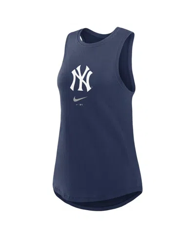 Shop Nike Women's  Navy New York Yankees Legacy Icon High Neck Fashion Tank Top