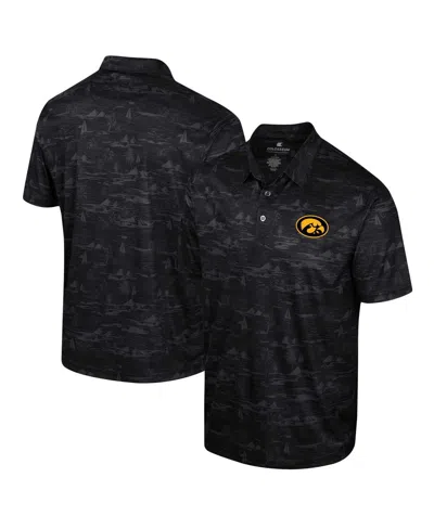 Colosseum Black Iowa Hawkeyes Daly Print Polo In Black