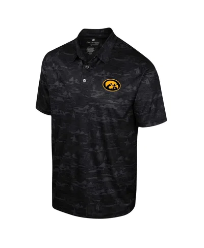 Colosseum Black Iowa Hawkeyes Daly Print Polo In Black