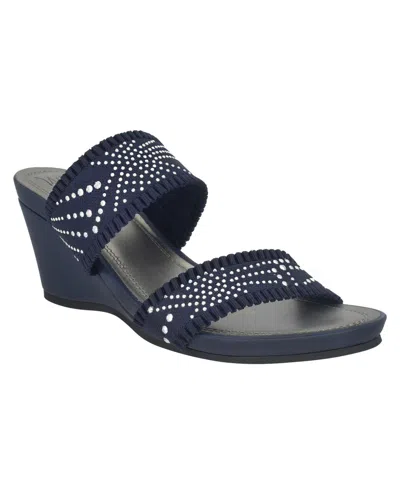 Shop Impo Women's Verbena Embellished Stretch Wedge Sandals In Midnight Blue