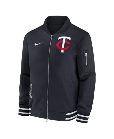 Shop Nike Men's  Navy Minnesota Twins Authentic Collection Full-zip Bomber Jacket