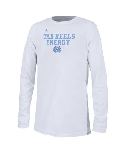 Shop Jordan Big Boys  White North Carolina Tar Heels 2024 On-court Bench Energy T-shirt