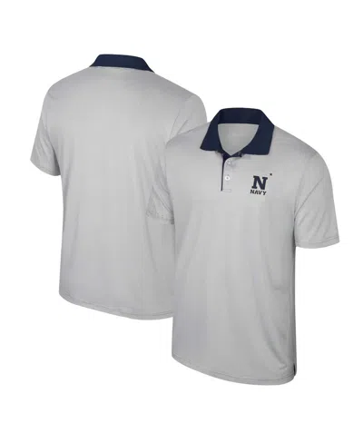 Shop Colosseum Men's  Gray Navy Midshipmen Tuck Striped Polo Shirt