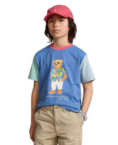 Shop Polo Ralph Lauren Big Boys Polo Bear Color-blocked Cotton T-shirt In Sp Clb Bear French Blue Multi