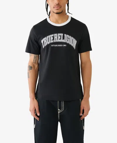 Shop True Religion Men's Short Sleeve Collegiate Ringer T-shirts In Jet Black