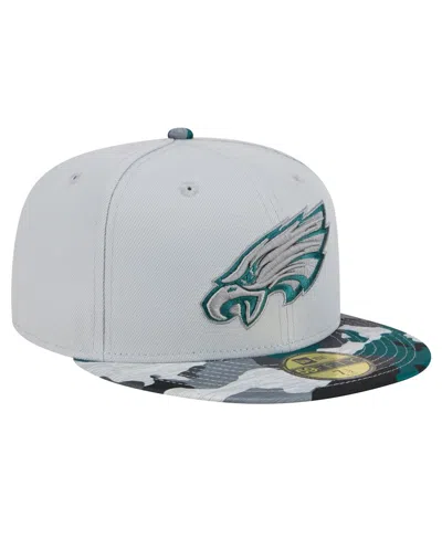 Shop New Era Men's  Gray Philadelphia Eagles Active Camo 59fifty Fitted Hat