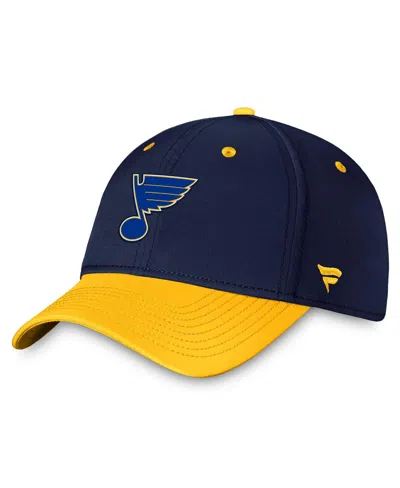 Fanatics Branded  Navy/gold St. Louis Blues Authentic Pro Rink Two-tone Flex Hat In Navy,gold
