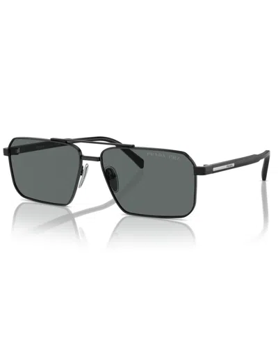 Shop Prada Men's Polarized Sunglasses, Pr A57s In Black