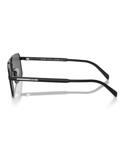Prada Iconic Plaque Rectangle Men's Sunglasses, Pr A57s In Black