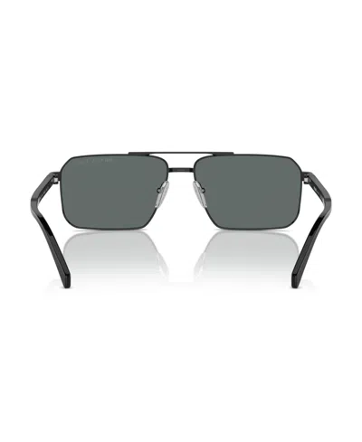 Prada Iconic Plaque Rectangle Men's Sunglasses, Pr A57s In Black