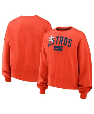 Shop Nike Women's  Orange Distressed Houston Astros Pullover Sweatshirt
