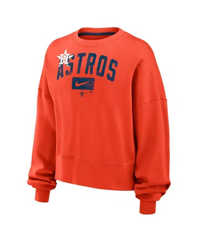 Shop Nike Women's  Orange Distressed Houston Astros Pullover Sweatshirt